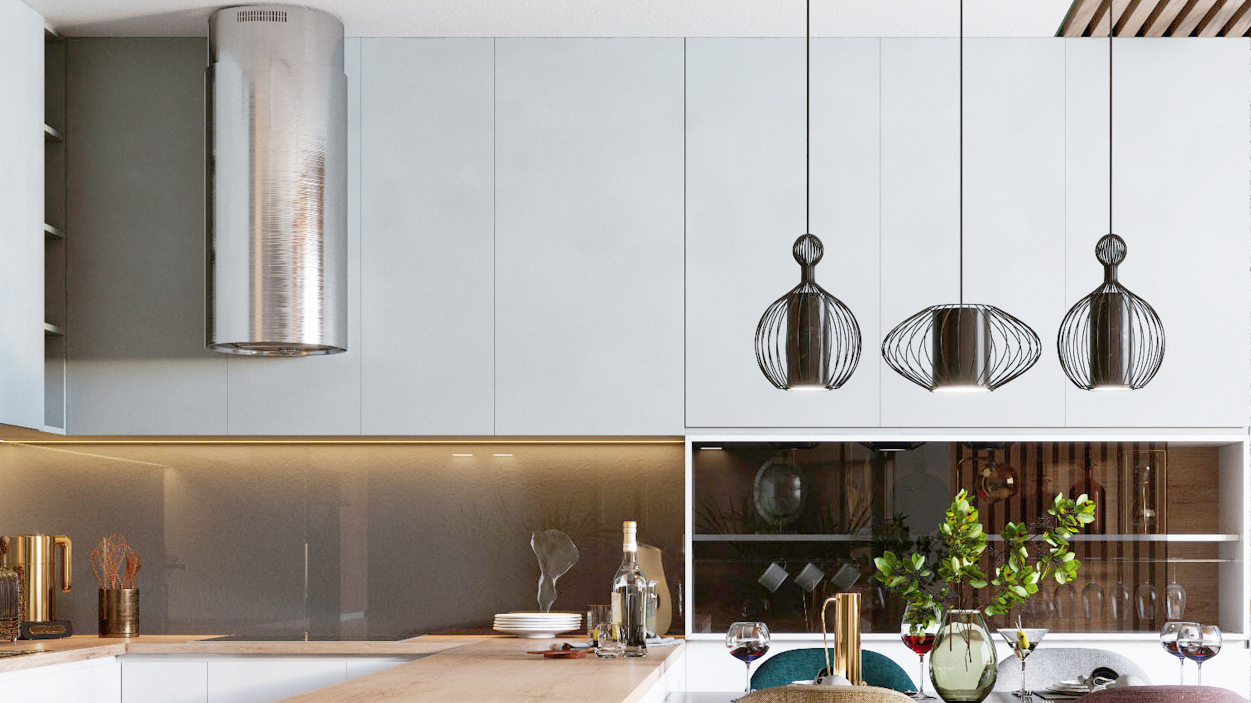 picture of a kitchen with lights